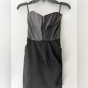 BEBE Leather Black Strapless mini Dress, size 00